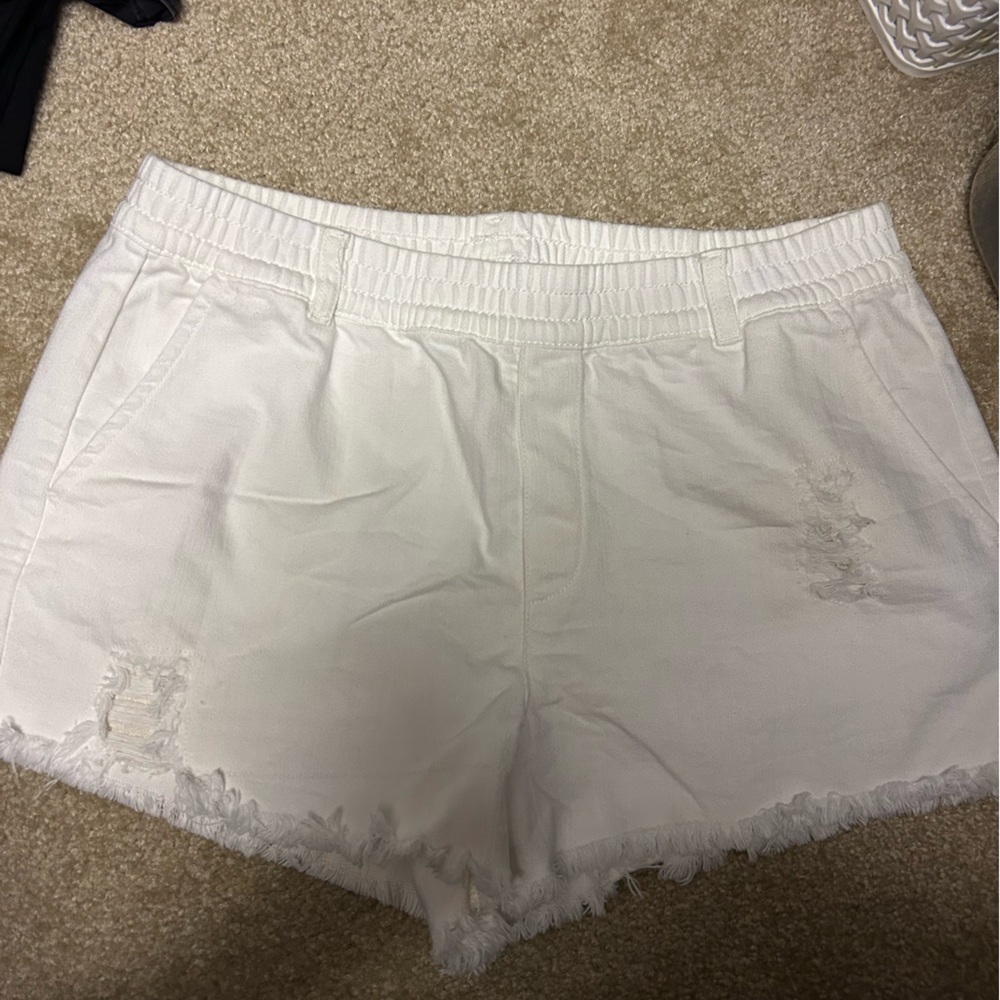 Aerie White Frayed Shorts